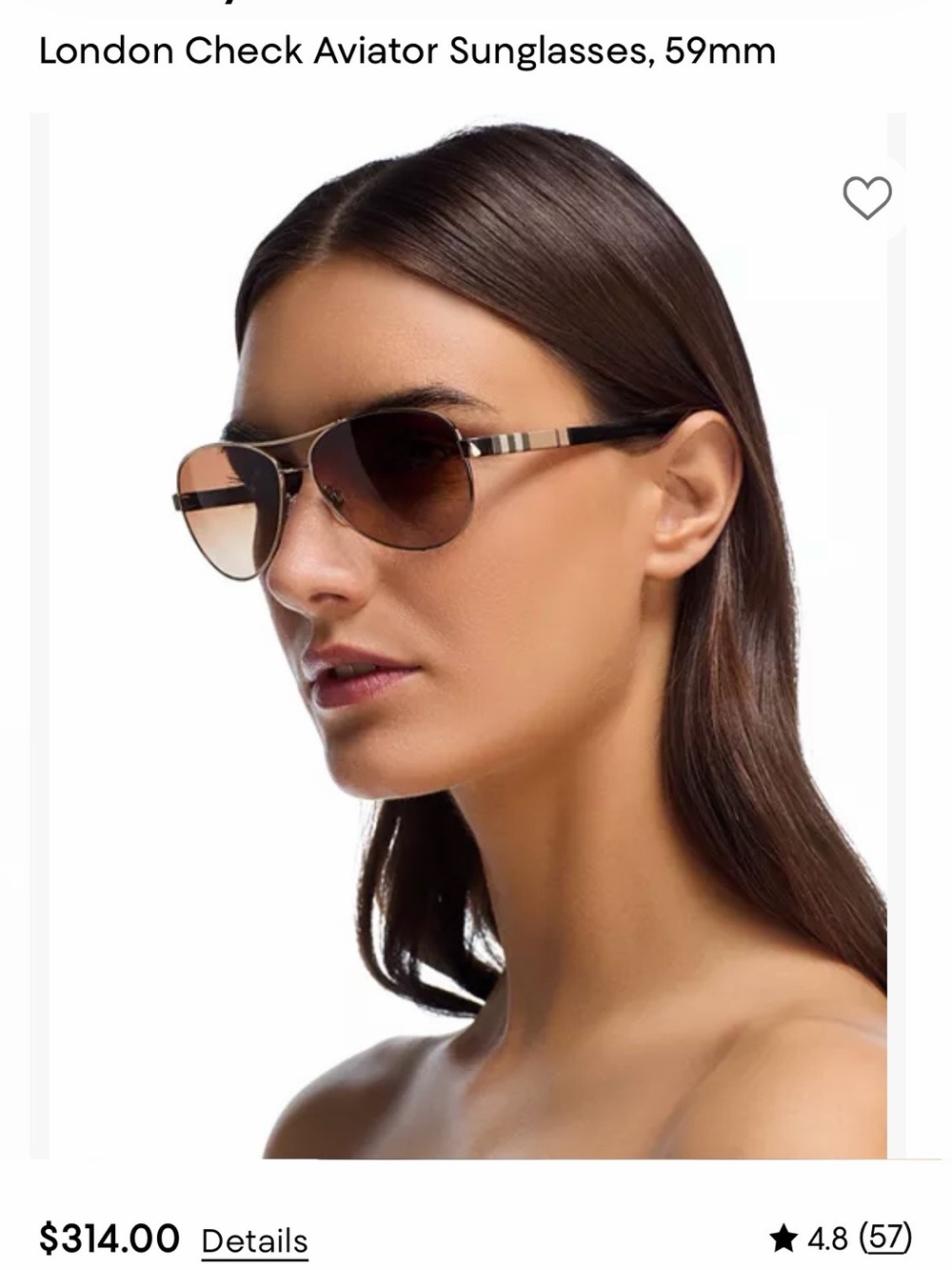 Burberry Black Gradient Aviator Sunglasses with Check-Pattern Temples